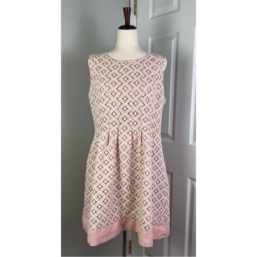 ELIZA J Lace Cutout Fit And Flare Dress Pockets Blush Pink - Picture 4 of 13